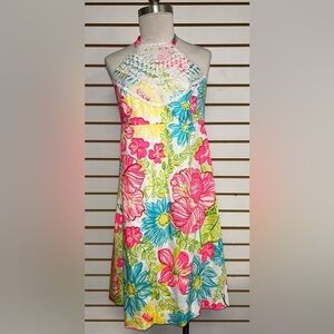 Lilly Pulitzer Brighton Halter‎ Dress Boca Chica Floral Crochet Women's Size 8